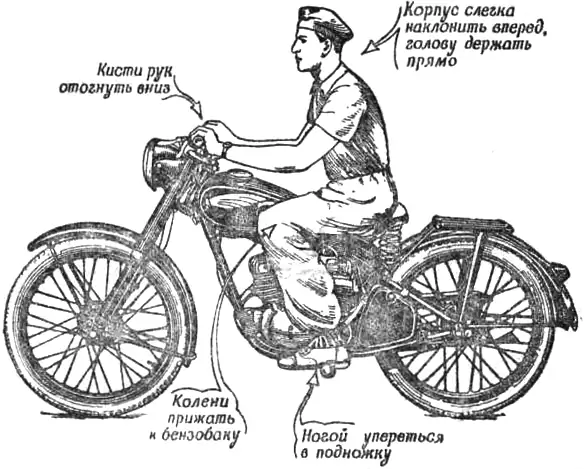 Правильная посадка водителе на мотоциклах М-72, ИЖ-49, К-125 и М1А «Москва»